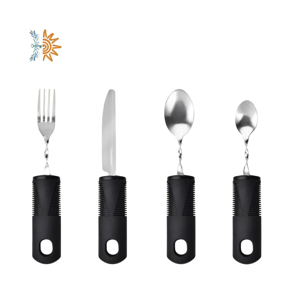 Independent Mealtimes Kit - Weighted Cutlery, Angled Spoons & Spout Cup | NDIS Adaptive Mealtime AT