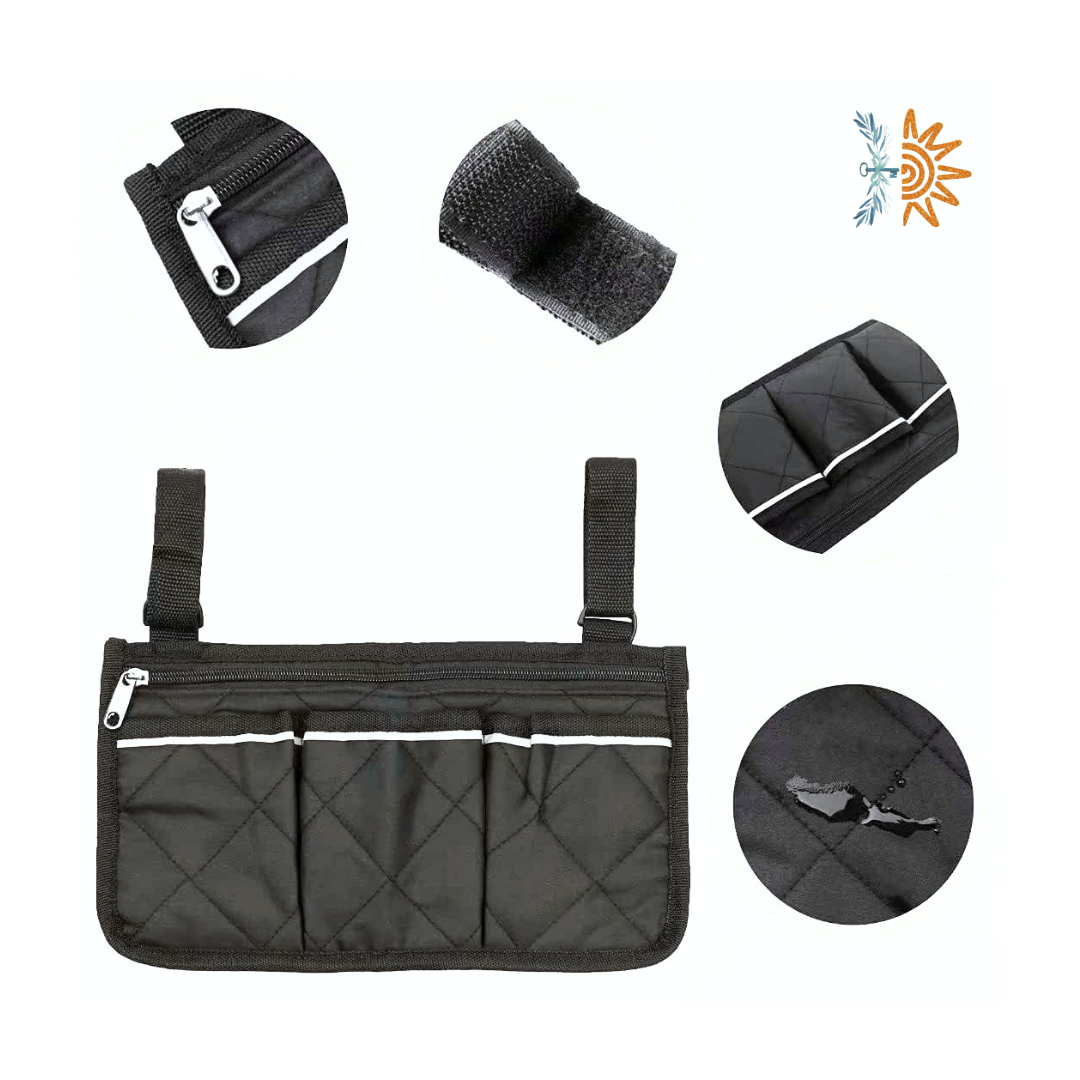 Wheelchair Armrest Bag Zipper Pockets | Quick Access | NDIS AT