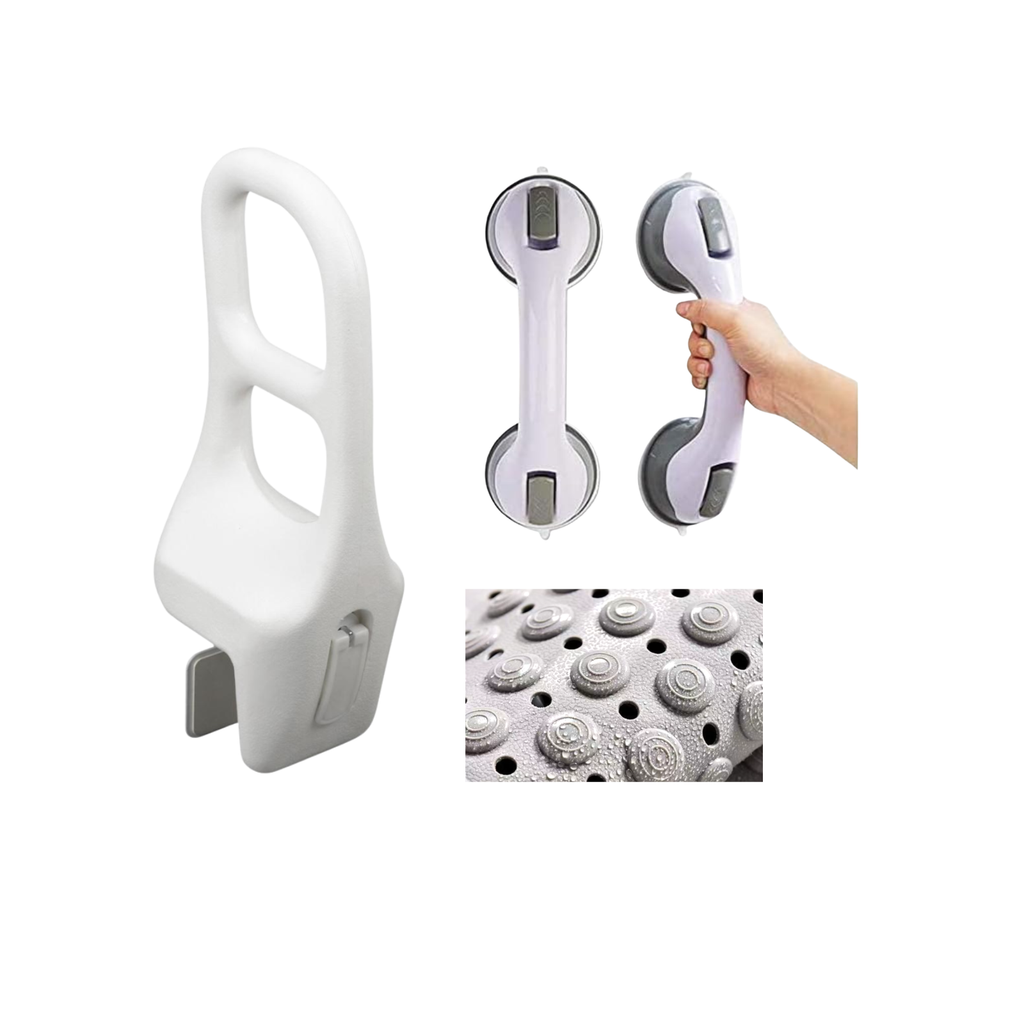 Safe Bathroom Starter Kit - Bathtub Rail, Grab Handles & Non-Slip Mat | NDIS Bathroom Safety AT