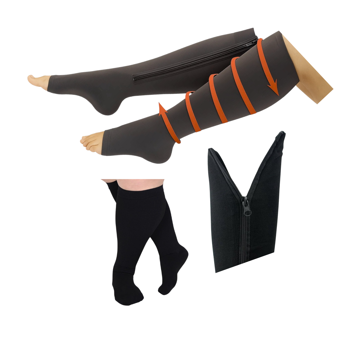 Compression Socks Duo - Zip-Up L–XL & Plus Size 4XL–7XL | NDIS Lymphoedema AT